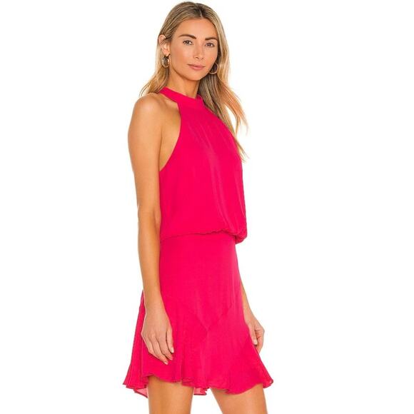 Krisa x Revolve Asymmetrical Flare Halter Mini Dress NWT Size Small - Picture 2 of 3